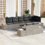 vidaXL Tuinbank Set met opslag 8 pcs Zwart en Crème Poly rattan