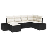 vidaXL Tuinbank Set met kussen 6 pcs Zwart en Crème poly rattan