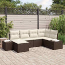 vidaXL Tuinbank Set met kussen 6 pcs Zwart en Crème poly rattan