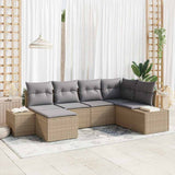 vidaXL Tuinbank Set met kussen 6 pcs Zwart en Crème poly rattan