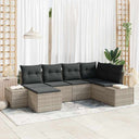 vidaXL Tuinbank Set met kussen 6 pcs Zwart en Crème poly rattan