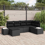 vidaXL Tuinbank Set met kussen 6 pcs Zwart en Crème poly rattan