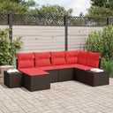 vidaXL Tuinbank Set 6 st Bruin en Rood poly rattan