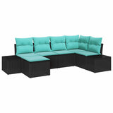 vidaXL Tuinbank Set 6 st Bruin en Rood poly rattan