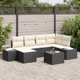 vidaXL Tuinbank Set met kussen 6 pcs Zwart en Crème poly rattan