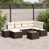 vidaXL Tuinbank Set met kussen 6 pcs Zwart en Crème poly rattan