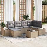 vidaXL Tuinbank Set met kussen 6 pcs Zwart en Crème poly rattan