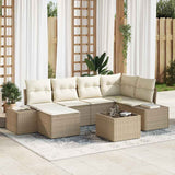 vidaXL Tuinbank Set met kussen 6 pcs Zwart en Crème poly rattan