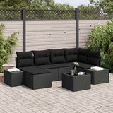 vidaXL Tuinbank Set met kussen 6 pcs Zwart en Crème poly rattan