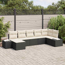 vidaXL Tuinbank Set met kussen met opslag 7 pcs Zwart poly rattan