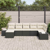 vidaXL Tuinbank Set met kussen met opslag 7 pcs Zwart poly rattan