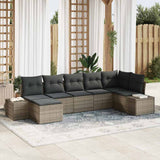 vidaXL Tuinbank Set met kussen met opslag 7 pcs Zwart poly rattan