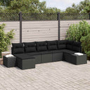 vidaXL Tuinbank Set met kussen met opslag 7 pcs Zwart poly rattan