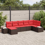 vidaXL Tuinbank Set 7 st Bruin en Rood poly rattan