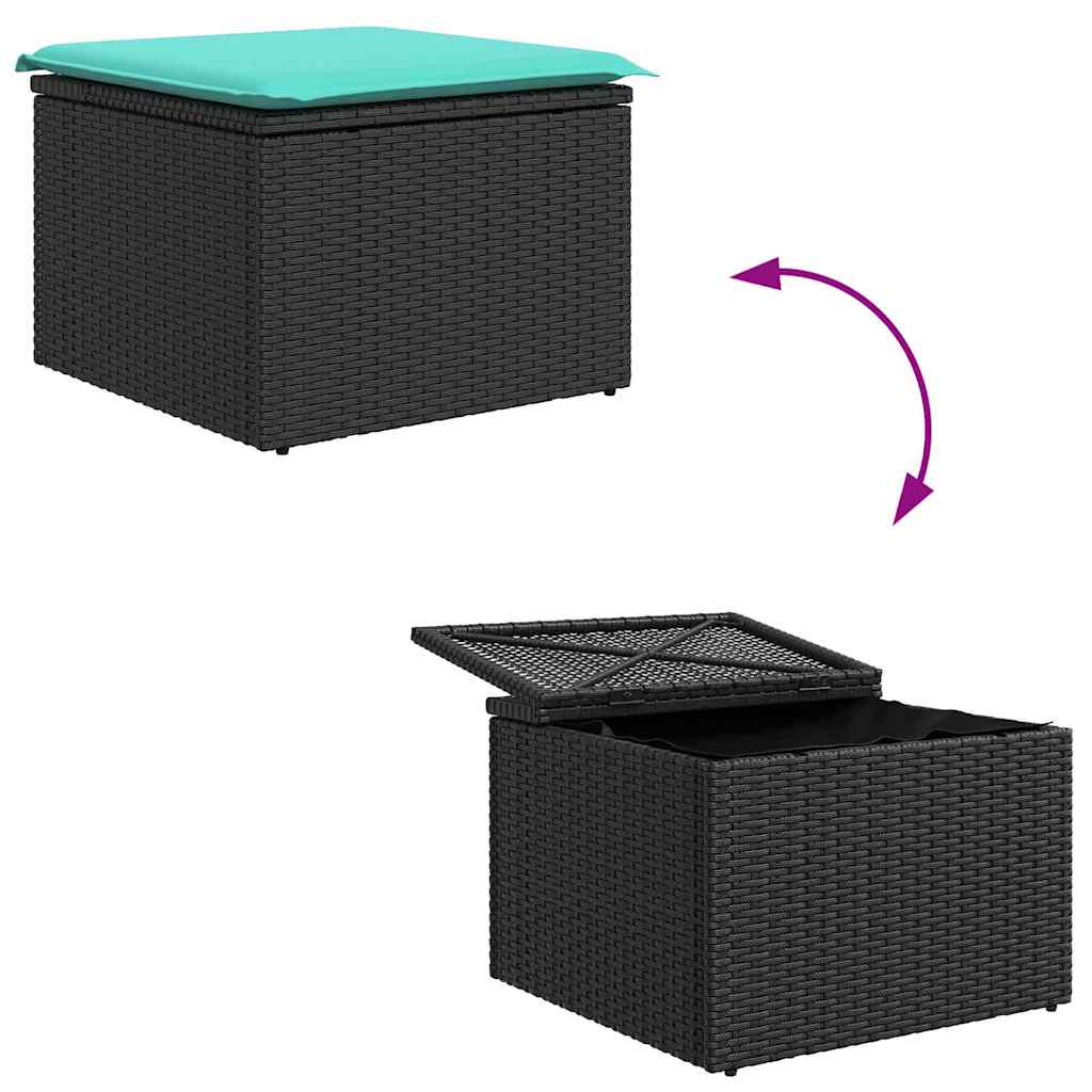 vidaXL Tuinbank Set 7 st Bruin en Rood poly rattan