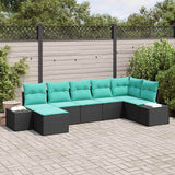 vidaXL Tuinbank Set 7 st Bruin en Rood poly rattan