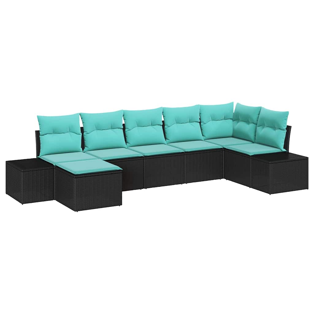 vidaXL Tuinbank Set 7 st Bruin en Rood poly rattan