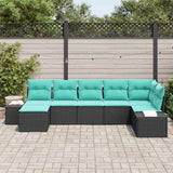 vidaXL Tuinbank Set 7 st Bruin en Rood poly rattan