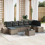 vidaXL Tuinbank Set met kussen met opslag 7 pcs Zwart poly rattan