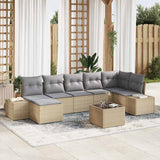 vidaXL Tuinbank Set met kussen met opslag 7 pcs Zwart poly rattan