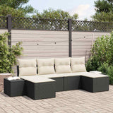 vidaXL Tuinbank Set met kussen 4 pcs Zwart en Crème poly rattan