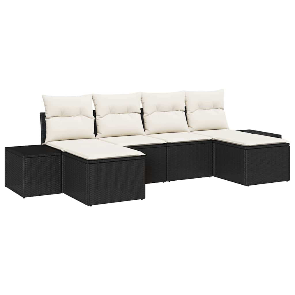 vidaXL Tuinbank Set met kussen 4 pcs Zwart en Crème poly rattan