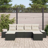 vidaXL Tuinbank Set met kussen 4 pcs Zwart en Crème poly rattan