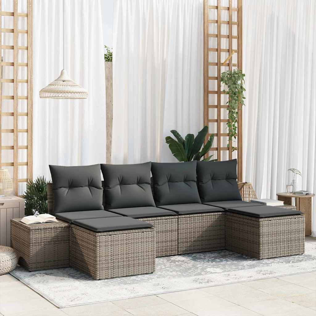 vidaXL Tuinbank Set met kussen 4 pcs Zwart en Crème poly rattan