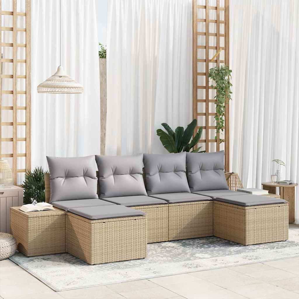 vidaXL Tuinbank Set met kussen 4 pcs Zwart en Crème poly rattan
