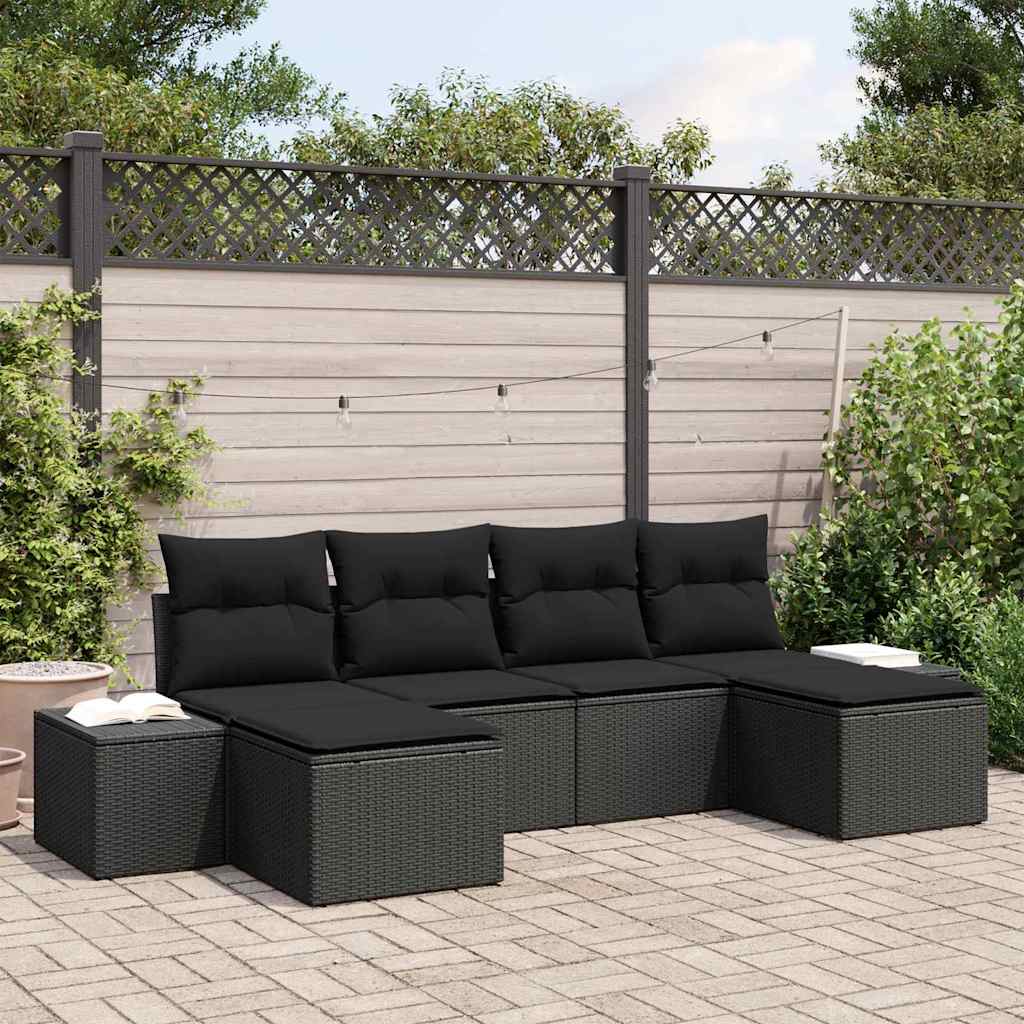 vidaXL Tuinbank Set met kussen 4 pcs Zwart en Crème poly rattan