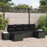 vidaXL Tuinbank Set met kussen 4 pcs Zwart en Crème poly rattan