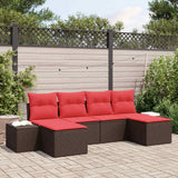 vidaXL Garden Bench Set 4 pcs Brown and Red poly rattan