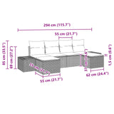 vidaXL Garden Bench Set 4 pcs Brown and Red poly rattan