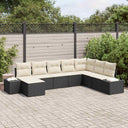 vidaXL Garden Sofa Set with Cushions 8 pcs Black and Cream Poly Rattan
