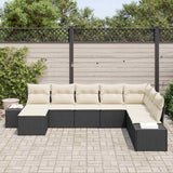 vidaXL Garden Sofa Set with Cushions 8 pcs Black and Cream Poly Rattan