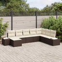 vidaXL Garden Sofa Set with Cushions 8 pcs Black and Cream Poly Rattan