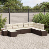 vidaXL Garden Sofa Set with Cushions 8 pcs Black and Cream Poly Rattan