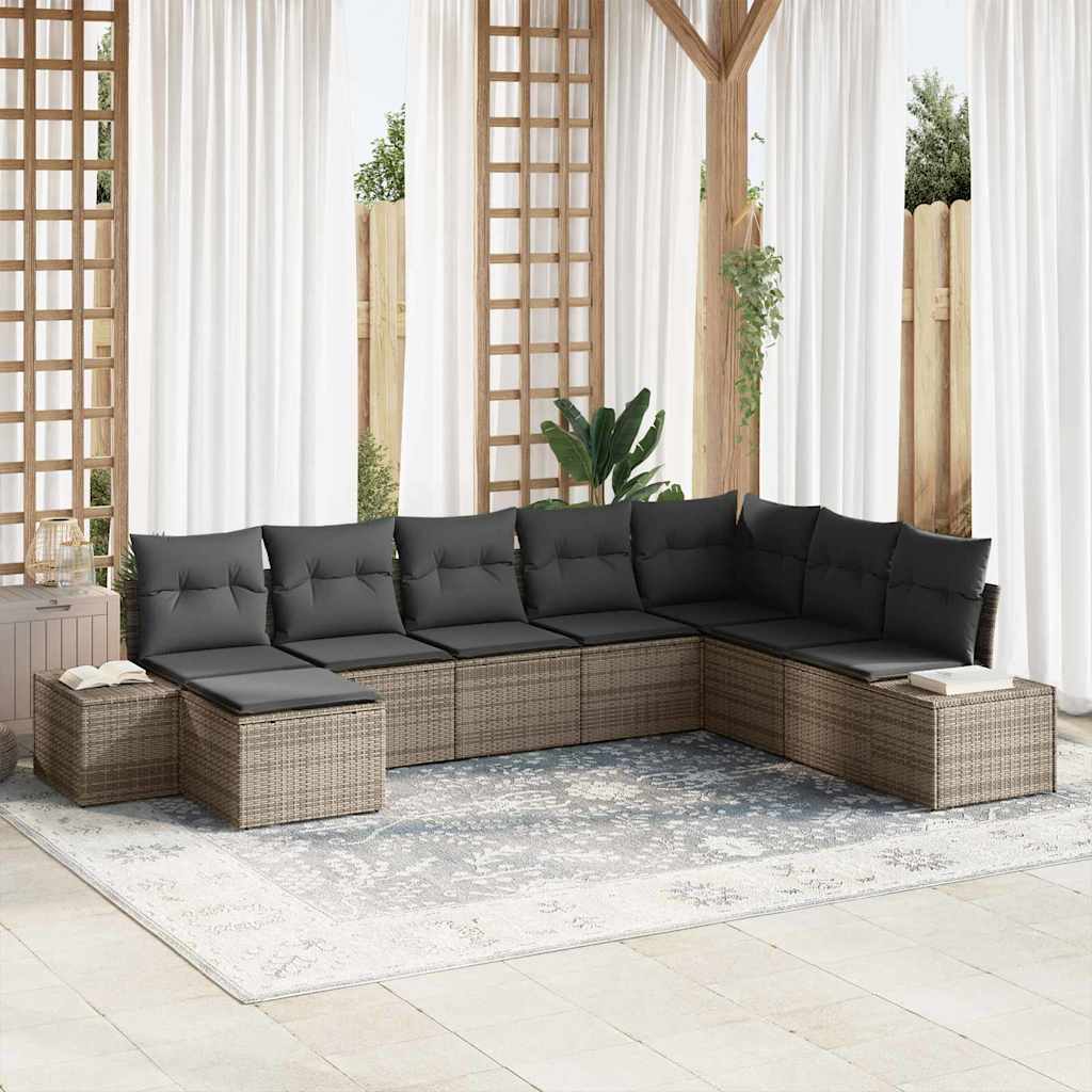 vidaXL Garden Sofa Set with Cushions 8 pcs Black and Cream Poly Rattan