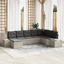 vidaXL Garden Sofa Set with Cushions 8 pcs Black and Cream Poly Rattan
