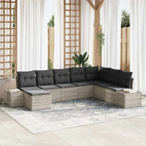 vidaXL Garden Sofa Set with Cushions 8 pcs Black and Cream Poly Rattan