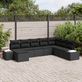 vidaXL Garden Sofa Set with Cushions 8 pcs Black and Cream Poly Rattan