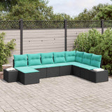 vidaXL Garden Bench Set 8 pcs Brown and Red poly rattan