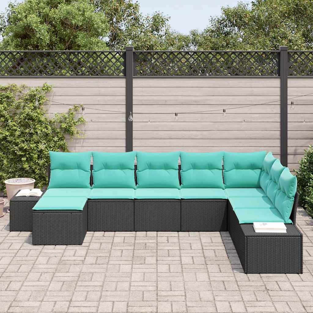 vidaXL Garden Bench Set 8 pcs Brown and Red poly rattan