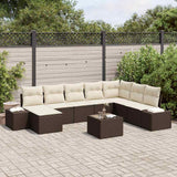 vidaXL Garden Sofa Set with Cushions 8 pcs Black and Cream Poly Rattan