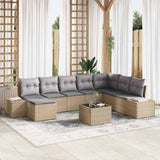 vidaXL Garden Sofa Set with Cushions 8 pcs Black and Cream Poly Rattan