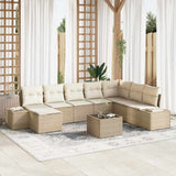 vidaXL Garden Sofa Set with Cushions 8 pcs Black and Cream Poly Rattan