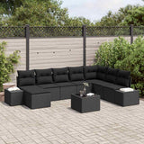 vidaXL Garden Sofa Set with Cushions 8 pcs Black and Cream Poly Rattan
