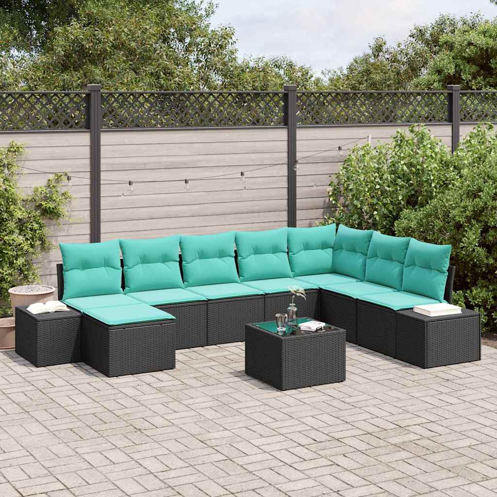 vidaXL Garden Bench Set 8 pcs Brown and Red poly rattan
