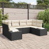 vidaXL Tuinbank Set met opslag 6 pcs Zwart en Crème Poly rattan