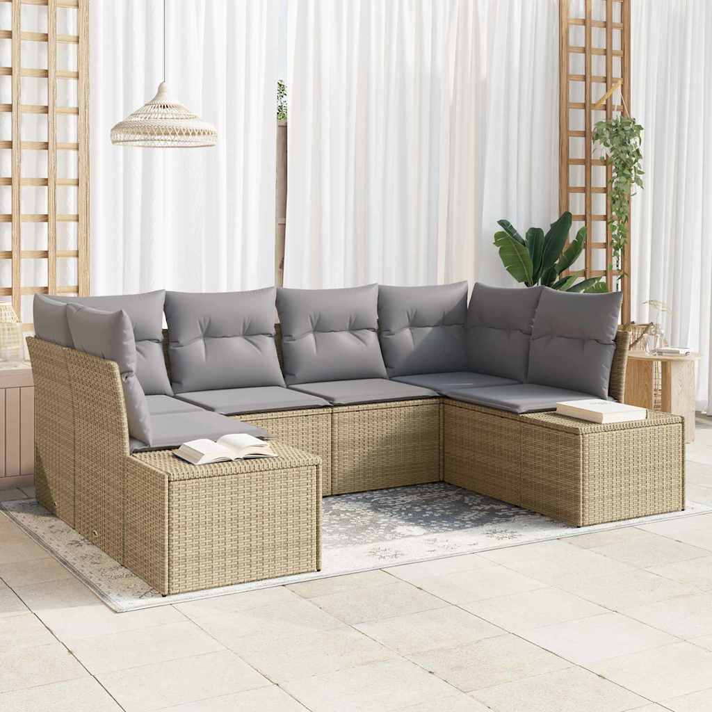 vidaXL Tuinbank Set met opslag 6 pcs Zwart en Crème Poly rattan